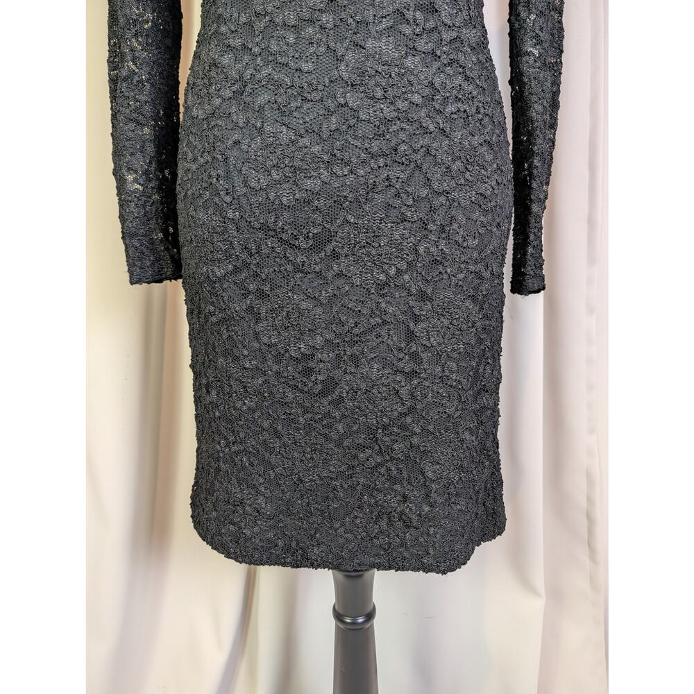 Vintage 80s Betsy & Adam Black Lace Beaded Cocktail Party Dress USA - Picture 16 of 16